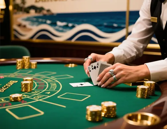 Elegant Baccarat Table with Live Dealer