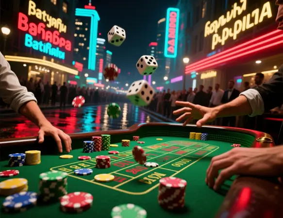 Vibrant Craps Table with Dice Roll